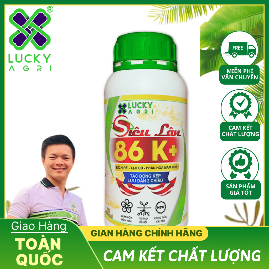 Phân bón siêu lân 86 k+ giúp kích rễ, tạo củ, phân hóa mầm hoa, hỗ trợ chặn đọt chai 500ml - anh em lucky