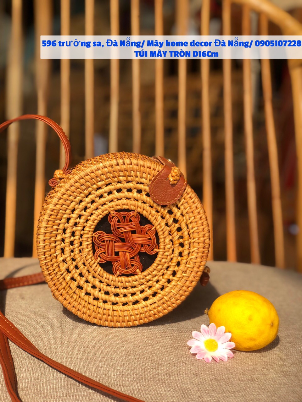 Túi mây tròn đi biển Mandala D20/D16cm