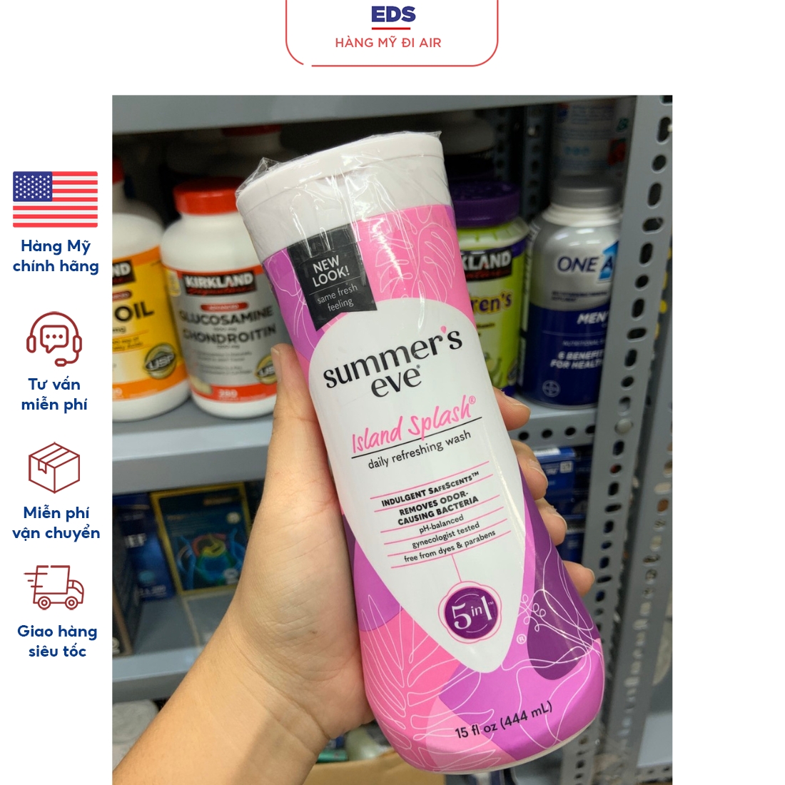Dung dịch vệ sinh phụ nữ Summer's Eve Cleansing Wash kháng khuẩn khử mùi tươi mát - EDS Hàng Mỹ