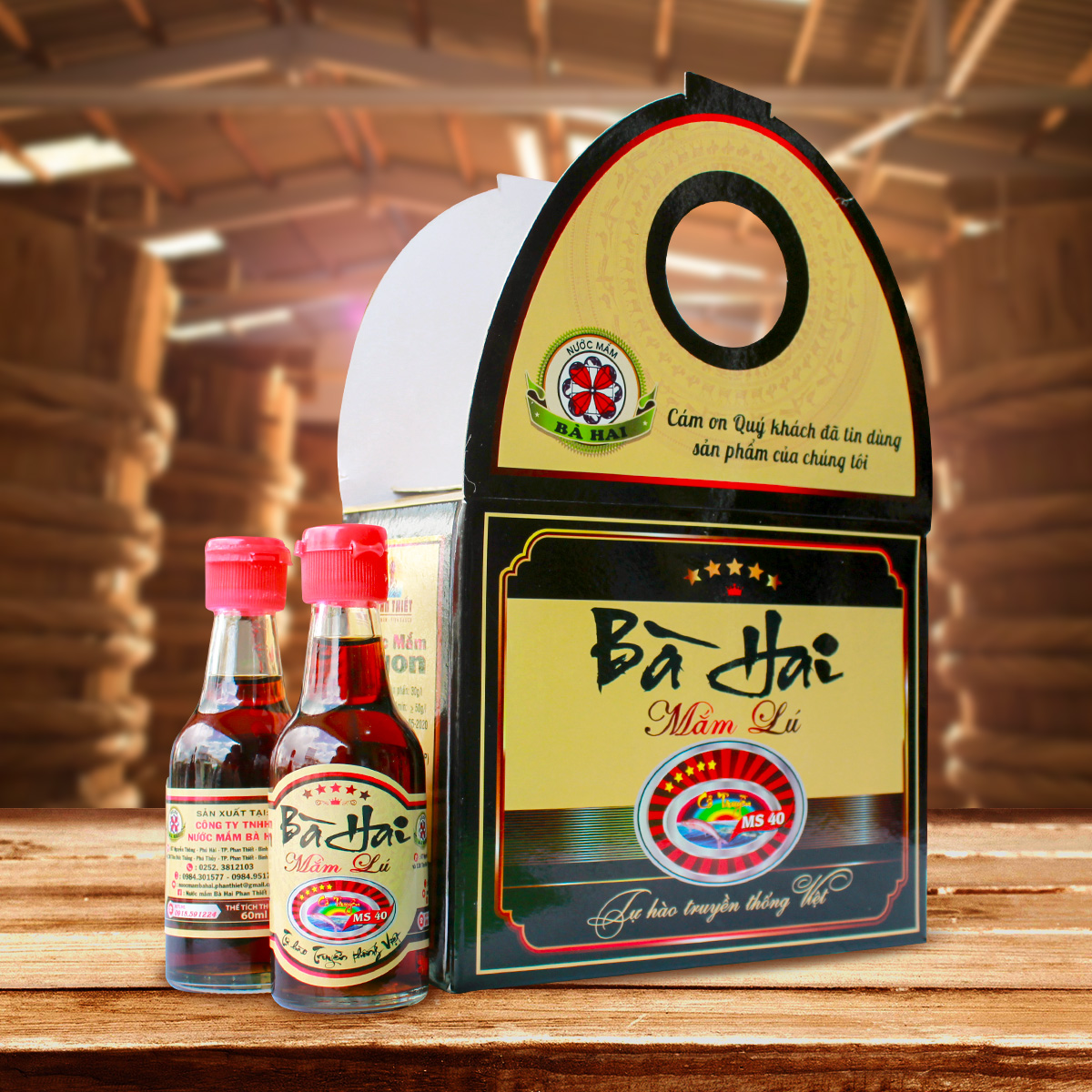 Mắm Lú Bà Hai MS 40A ( 32 ĐỘ ĐẠM) 60 ml x 8 chai thủy tinh
