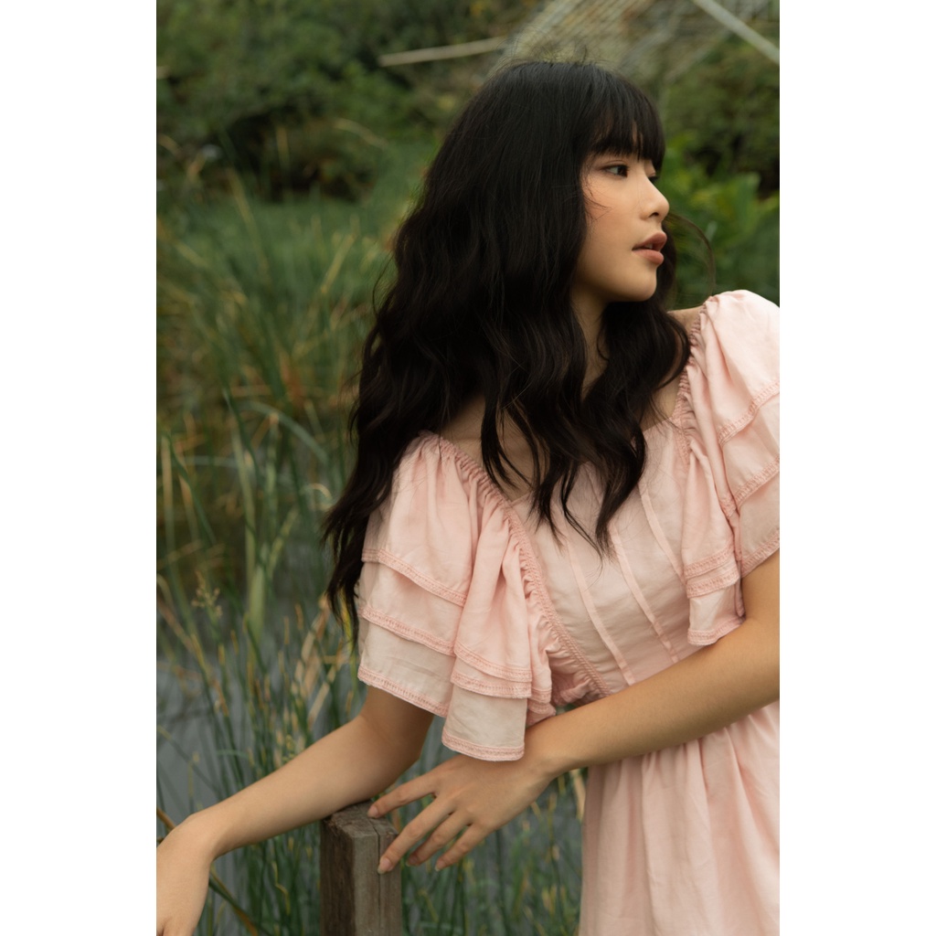 BLUSH CLARA DRESS - Váy tay bèo, cúp ngực, xoè - SOLID