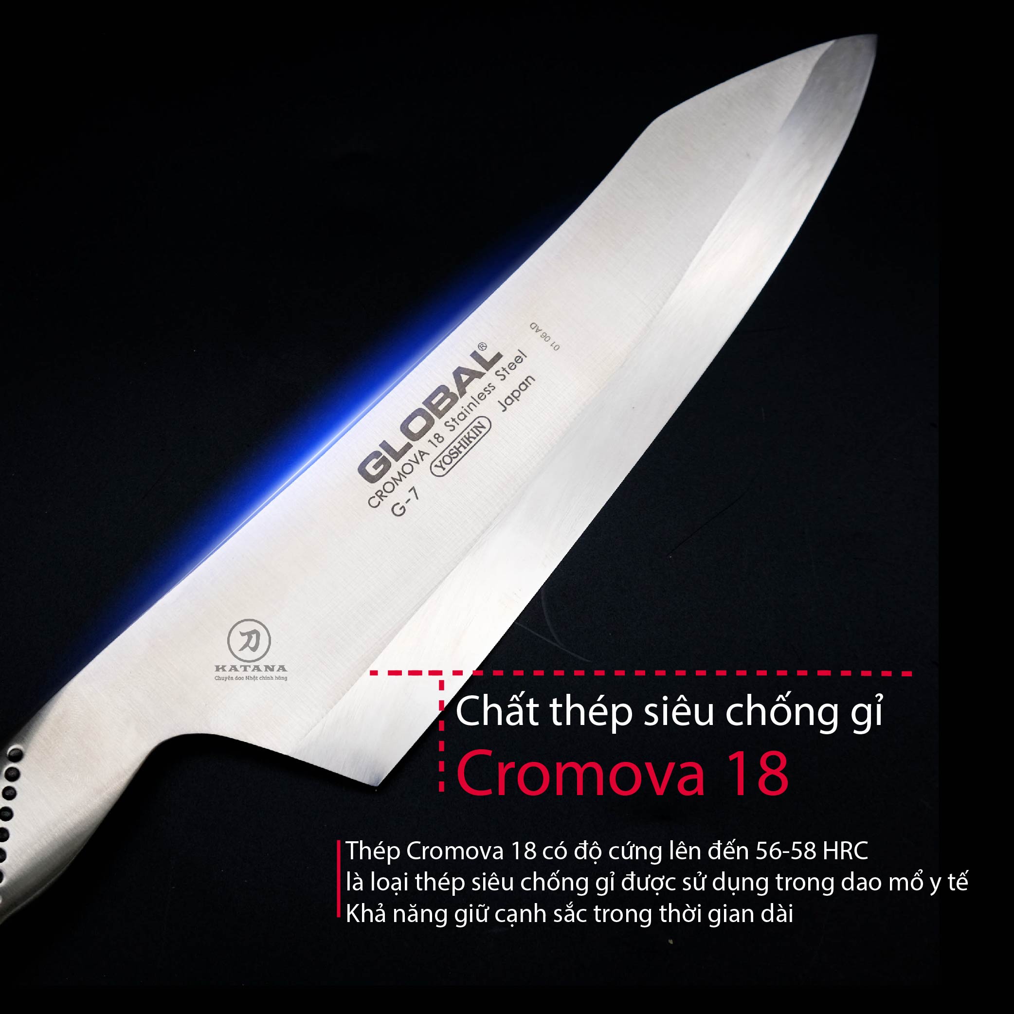 Dao bếp Nhật cao cấp Global G7R Oriental Deba (180mm)