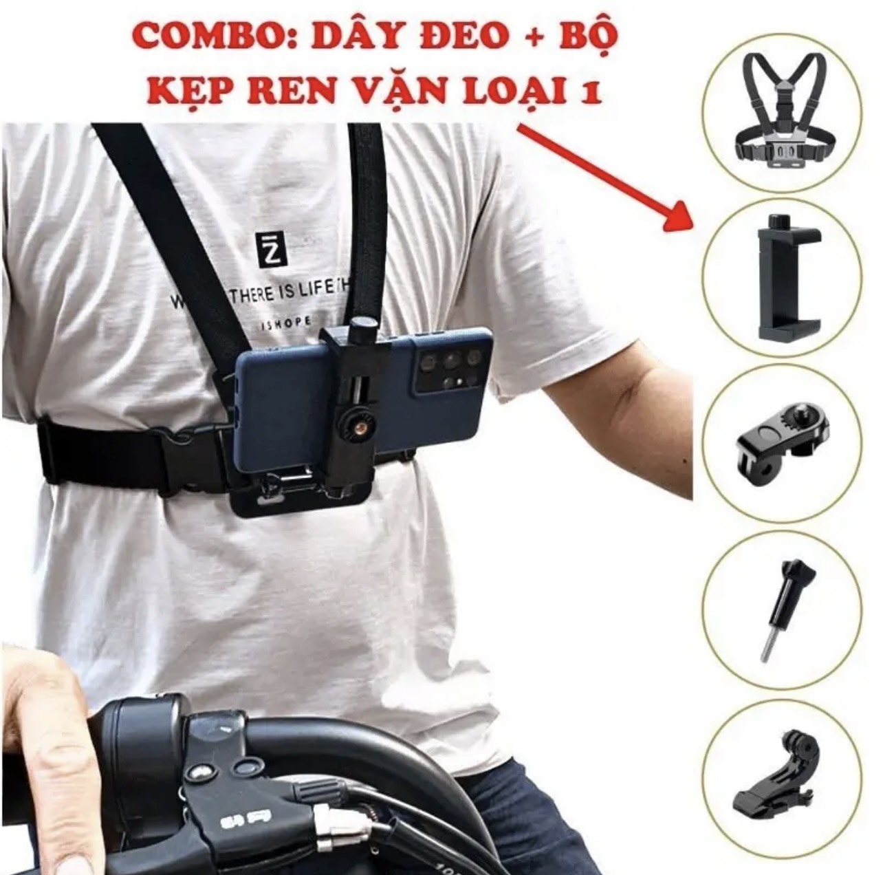 Dây đeo điện thoại cam hành trình trước ngực
