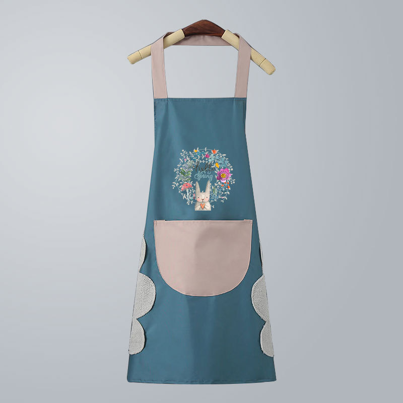 Cooking bib beautiful waterproof painting bib cooking pattern with pocket convenient wipes