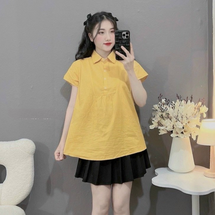 Áo bầu sơ mi trắng công sở a093