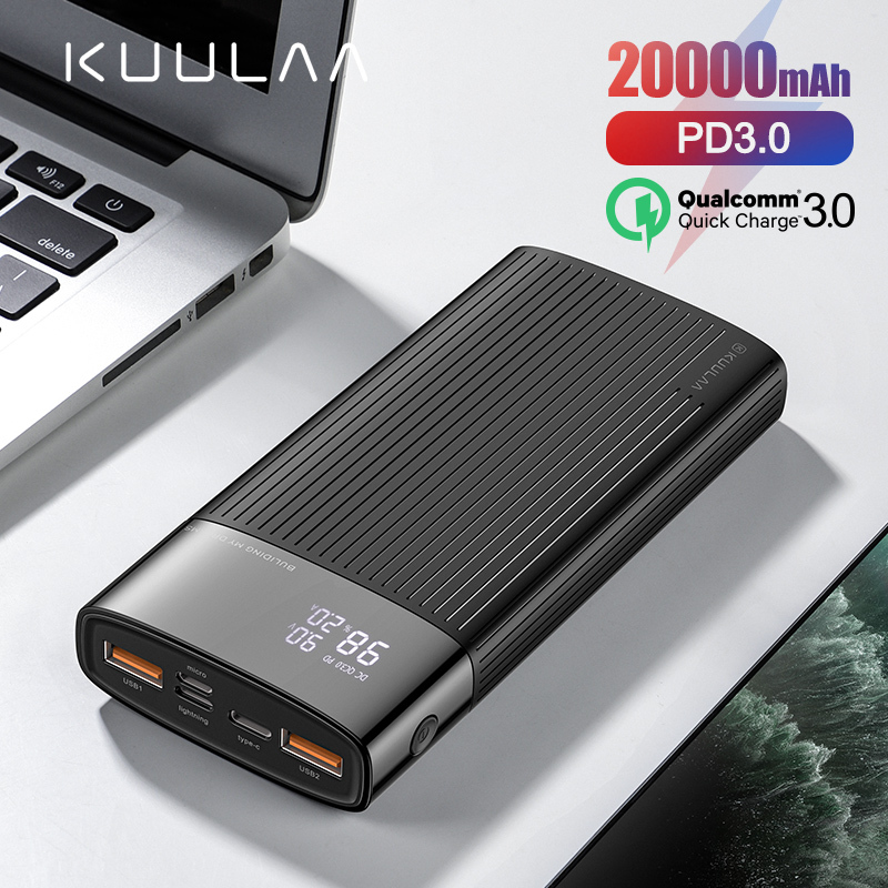 KUULAA Power Bank 20000mAh USB Type C PD Sạc nhanh + Sạc nhanh 3.0 PowerBank 20000 mAh cho iPhone Xiaomi