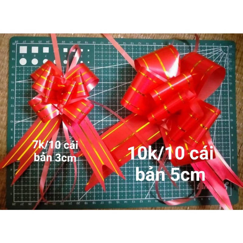 set 10 nơ rút đỏ bản 5cm,3cm và 1,8cm