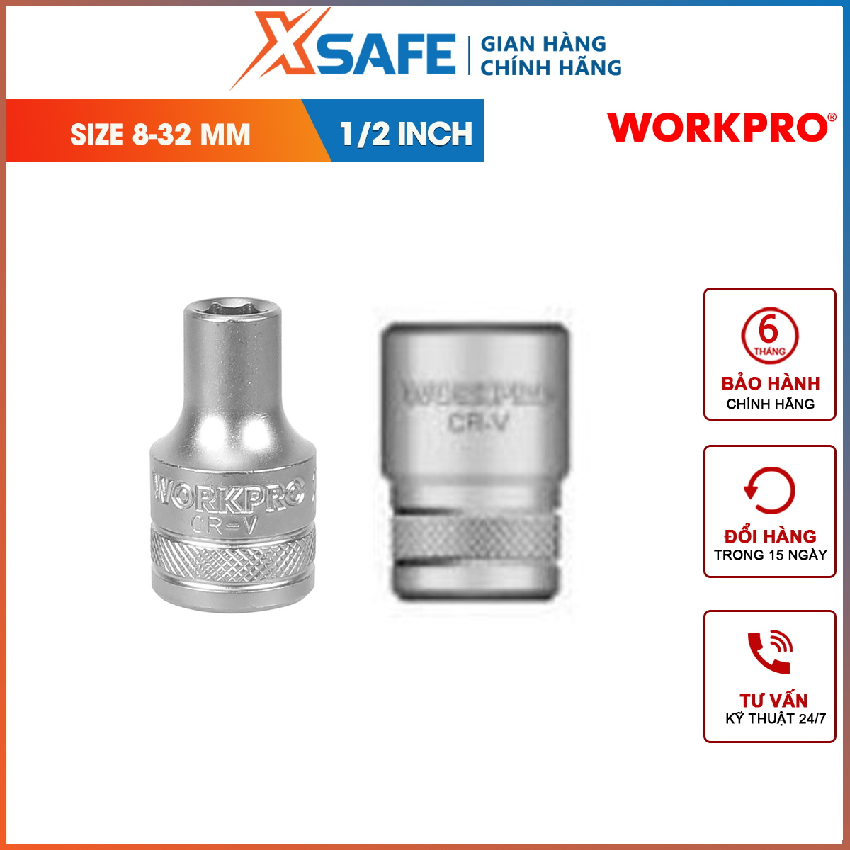 Workpro 1/2 inch square socket sleeve and 32mm workpro-wp274112-original-xsafe