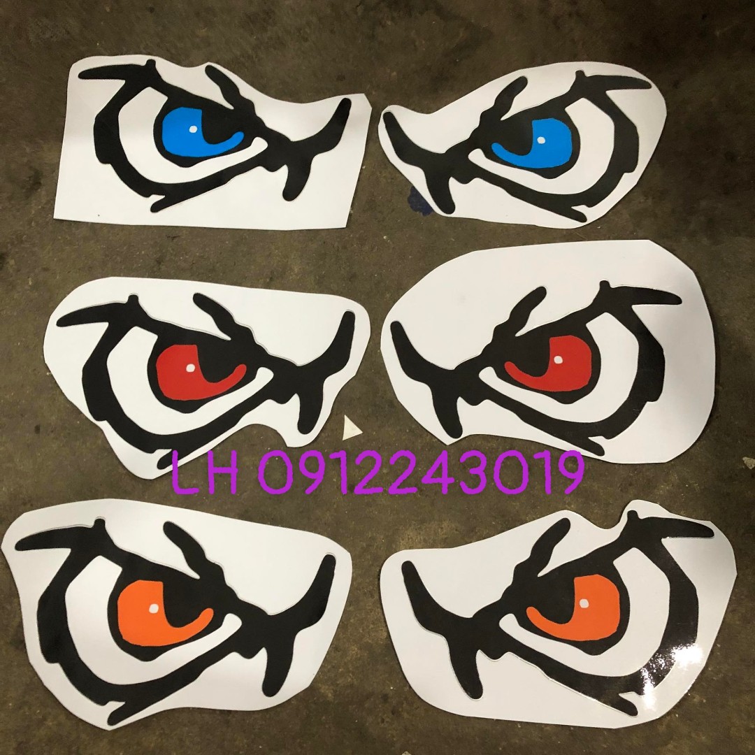 Tem decal đôi mắt quỷ dán trang trí xe tải, ô tô(sl: 1 đôi mắt)