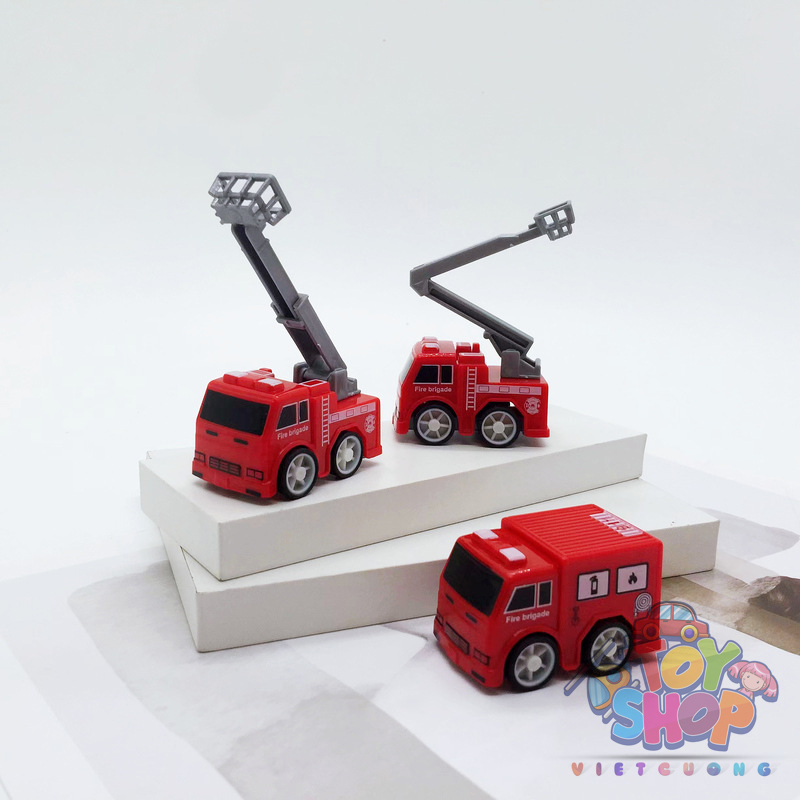 Combo 5 Chiếc Xe Đồ Chơi Xe Cứu Hỏa Mini Động Cơ Dây Cót