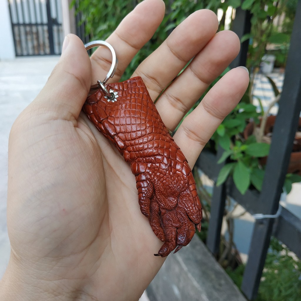 Móc Khóa Nam Ovenis Tay Cá Sấu Thật 3 Màu Đen Nâu Nâu Đỏ Phong Cách
