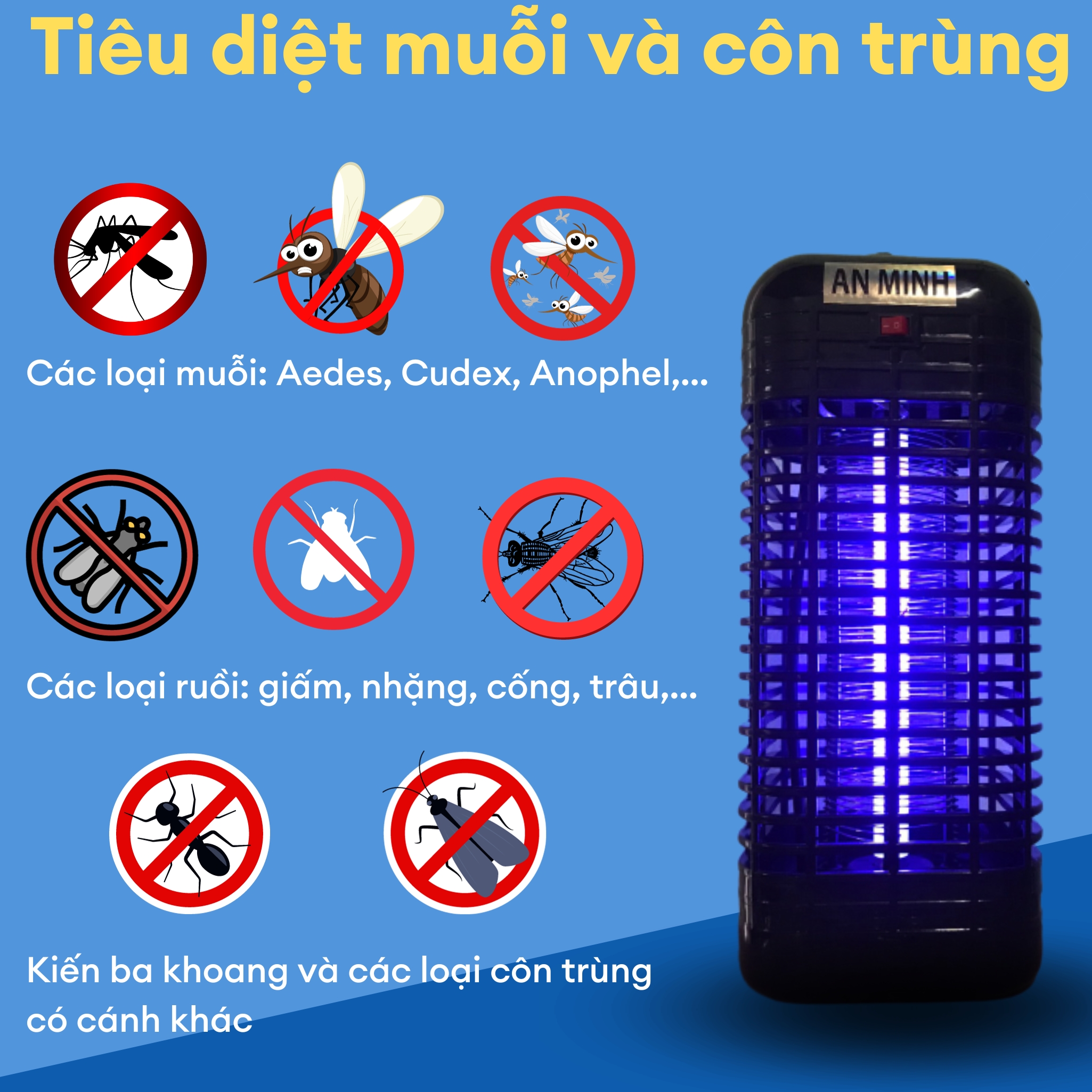 Đèn bắt muỗi và diệt muỗi bảo hành 06 tháng