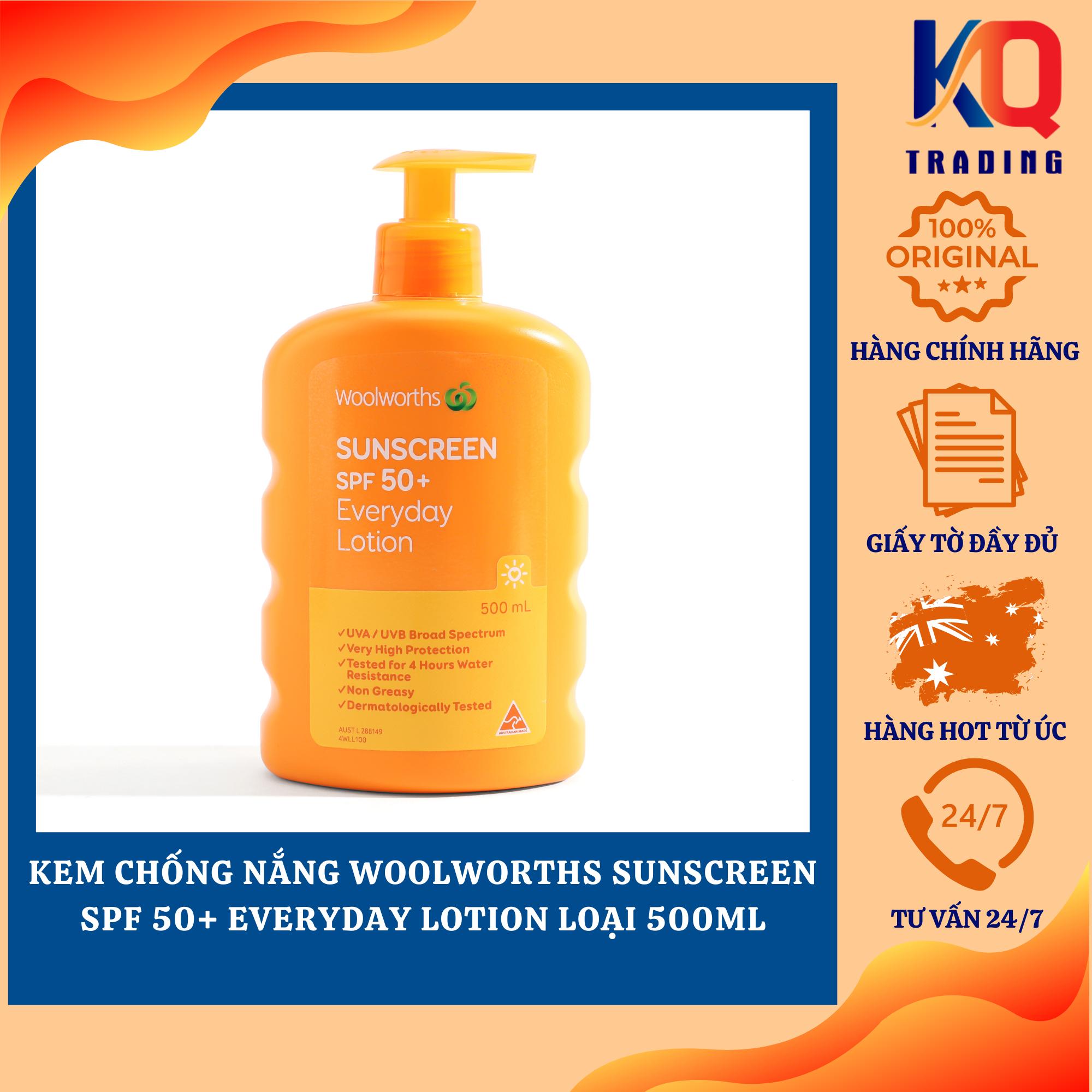 Woolworths Sunscreen SPF 50+ is safe and effective, suitable for all skin types, face and body, 500ml bottle