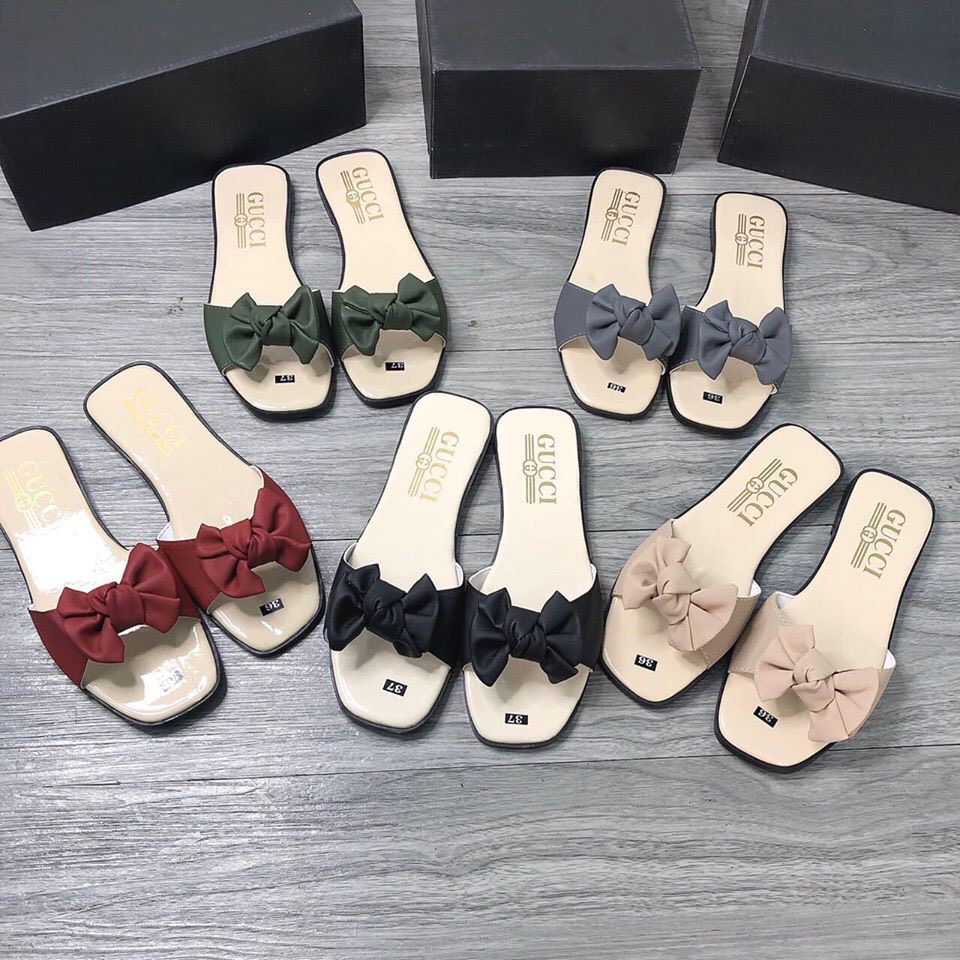 Dép lê nữ thắt nơ xinh có nhiều màu,cao su non  cực mềm và êm chân mẫu hot 2021