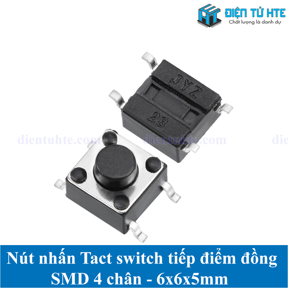 Nút nhấn 4 chân dán SMD tiếp điểm đồng 6x6 (Gói 20 cái)