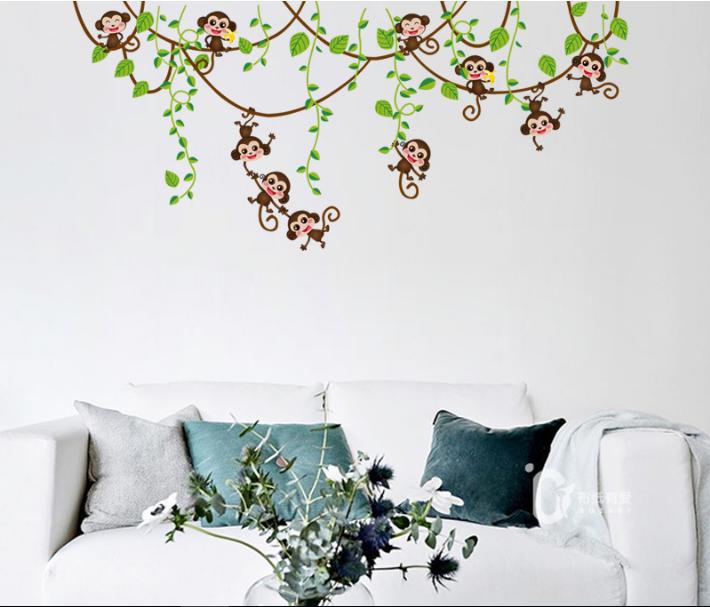 Decal trang trí Dây leo Khỉ