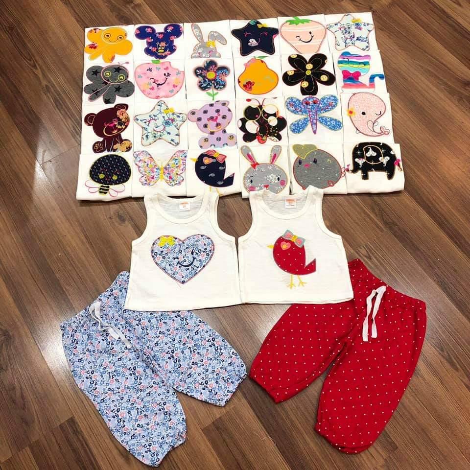 [HCM]Bộ quần áo bé gái thun cotton kiểu áo ba lỗ quần alibaba cho bé từ 7kg đến 22kg( mẫu ngẫu nhiên)