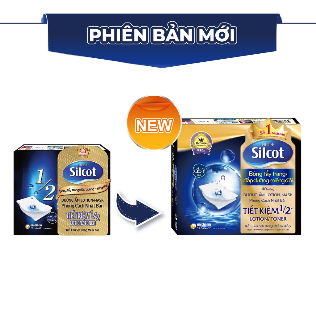 Silcot Makeup Cotton Pads for Convenient Double Application (Box of 40 Pieces)