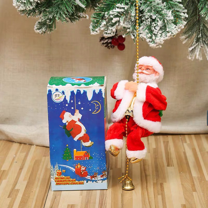 Đồ chơi ông già Noel leo dây, lộn nhào, leo thang, chui ống khói, chơi nhạc cụ, vác quà - Đồ chơi Noel vui nhộn cho bé