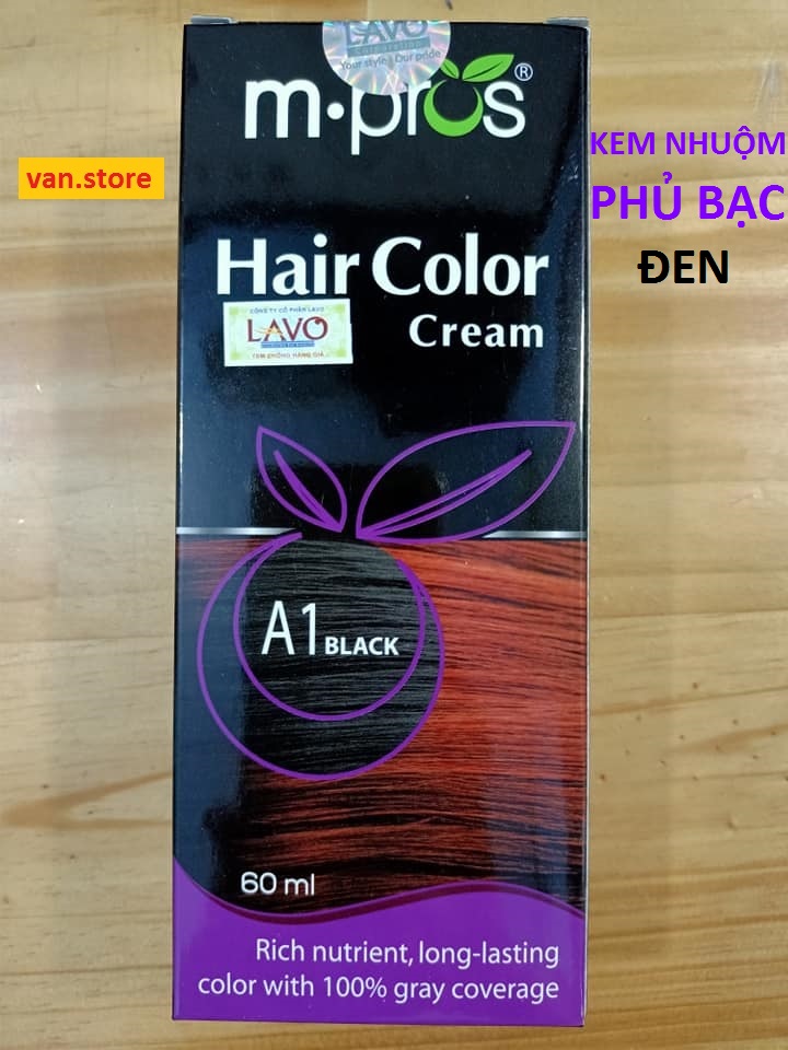 [HCM]KEM NHUỘM TÓC ĐEN PHỦ BẠC 100% M.PROS 60mlx2 - Đen (A1)