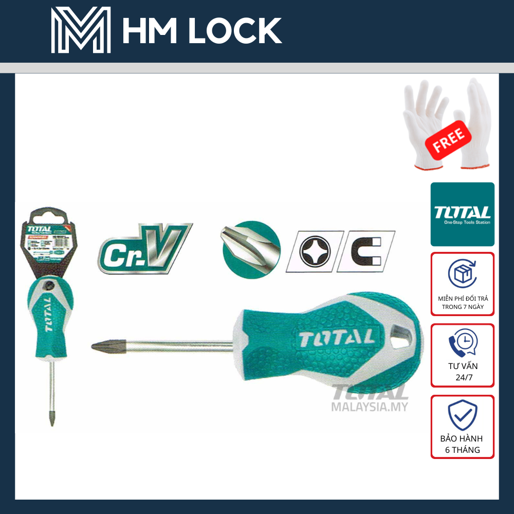 6.0mmx38mm tua vít bake total - thép cr-v, ph2 - hàng chính hãng - tht22386 - hm lock