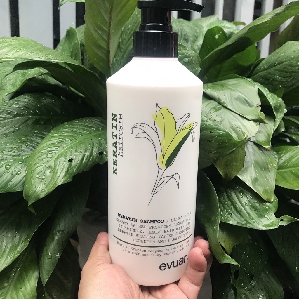 Dầu gội cao cấp cực mềm mượt tóc Keratin Evuar 758ml