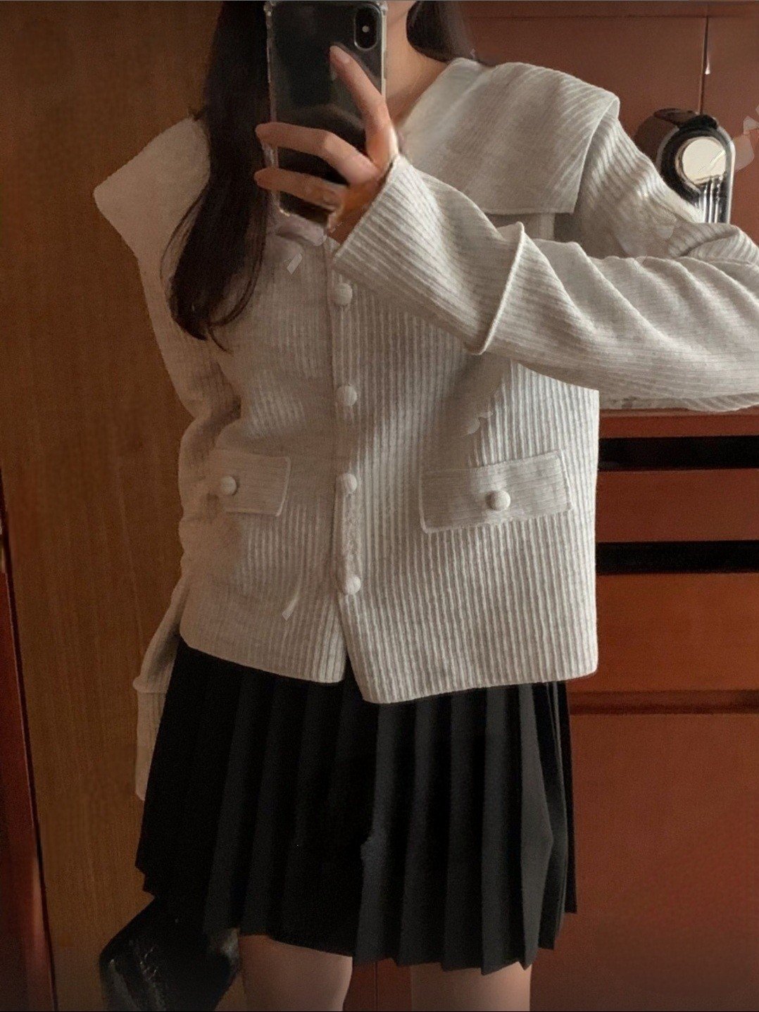 [ogniM Seoul] Áo cardigan len tăm cổ bẻ phong cách Hàn Quốc (Made in Korea)