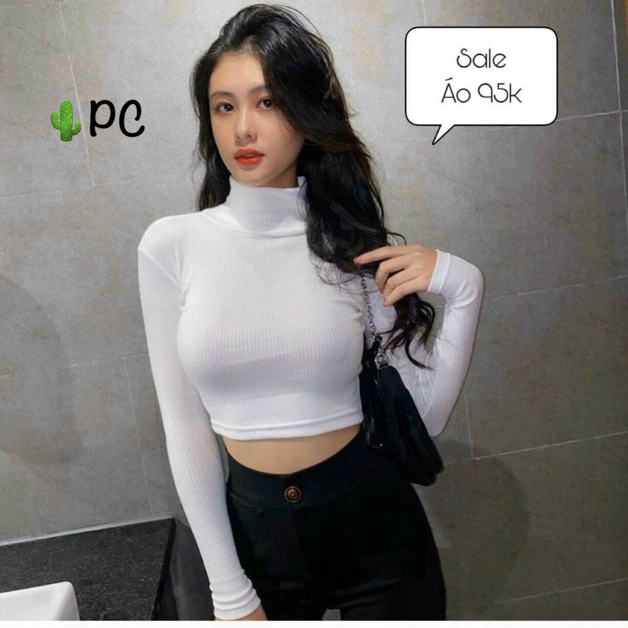 ÁO THUN CỔ LỌ TAY DÀI THUN GÂN MỀM