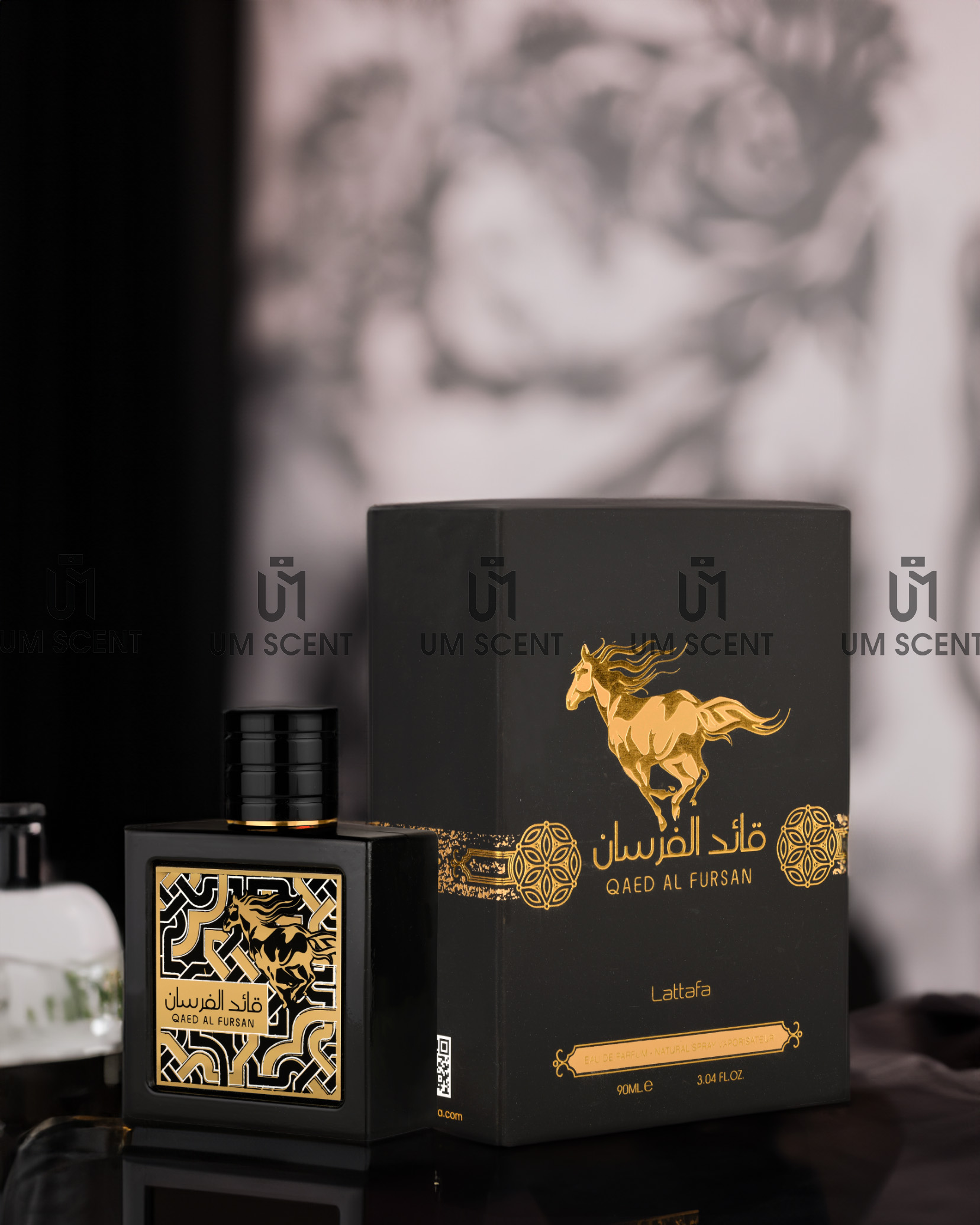Nước Hoa Qaed Al Fursan (Black) 90ml & 10ml