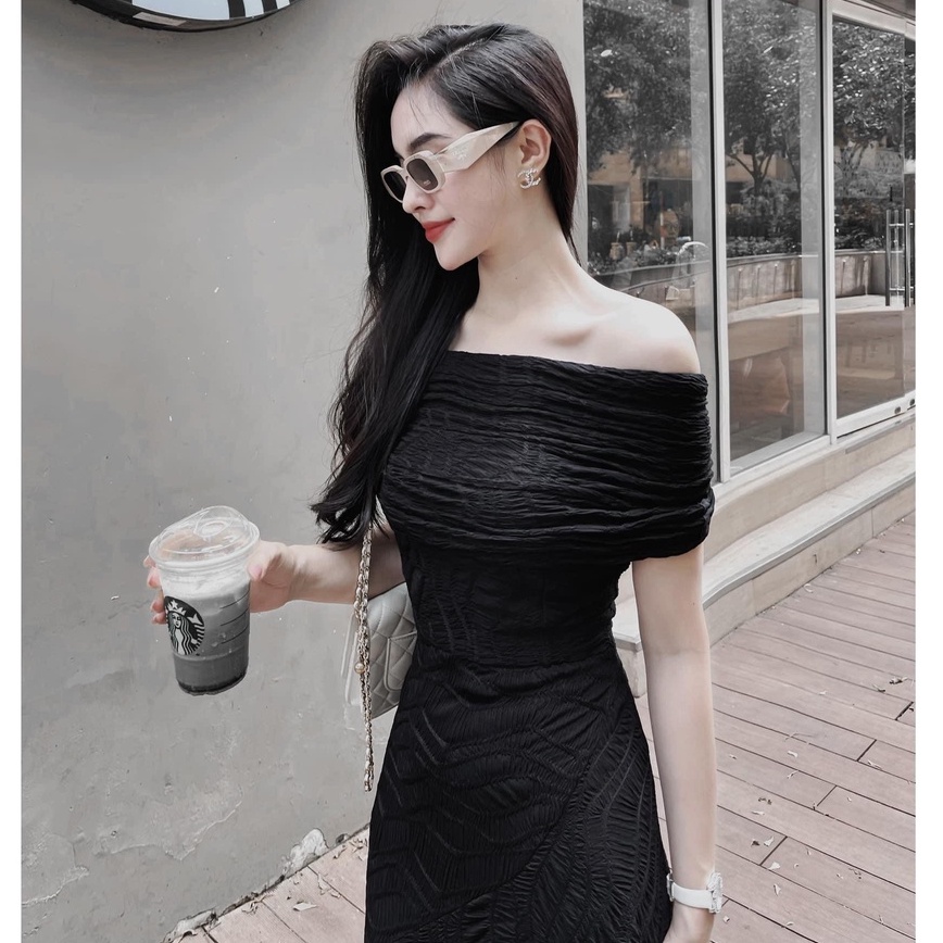 Đầm maxi thun xốp ren đuôi cá trễ vai 159