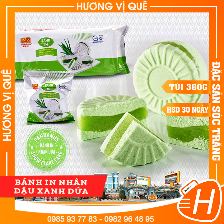 BÁNH IN NHÂN ĐẬU XANH DỨA TÂN HUÊ VIÊN - TÚI 360GR (6 Cái)