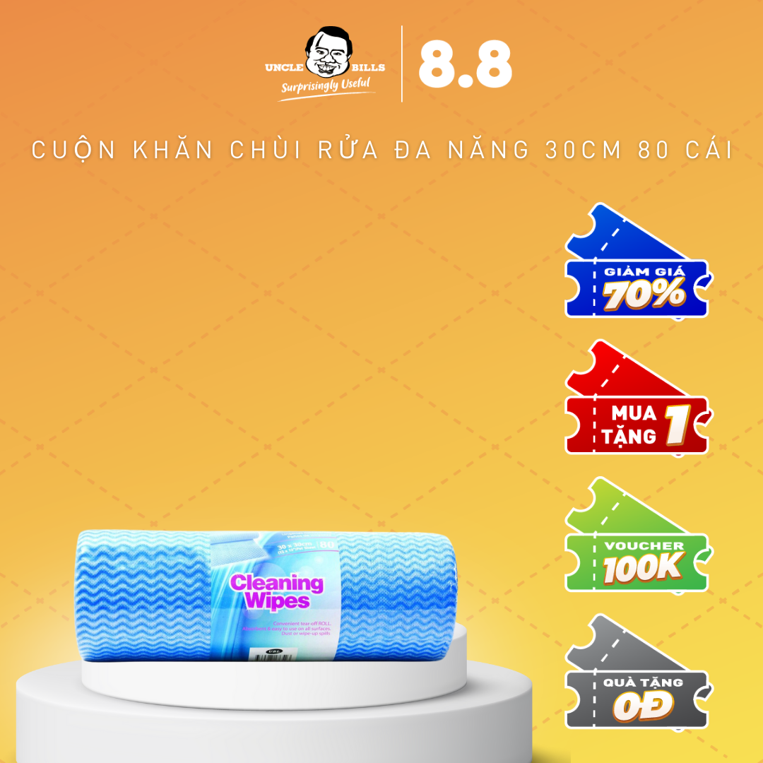 Cuộn Khăn Chùi Rửa Đa Năng 30cm 80 Cái Uncle Bills BC0173