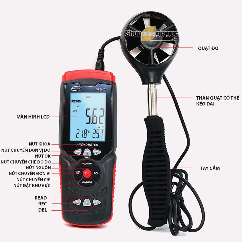 Máy đo tốc độ gió, nhiệt độ gió, hướng gió benetech gt8907