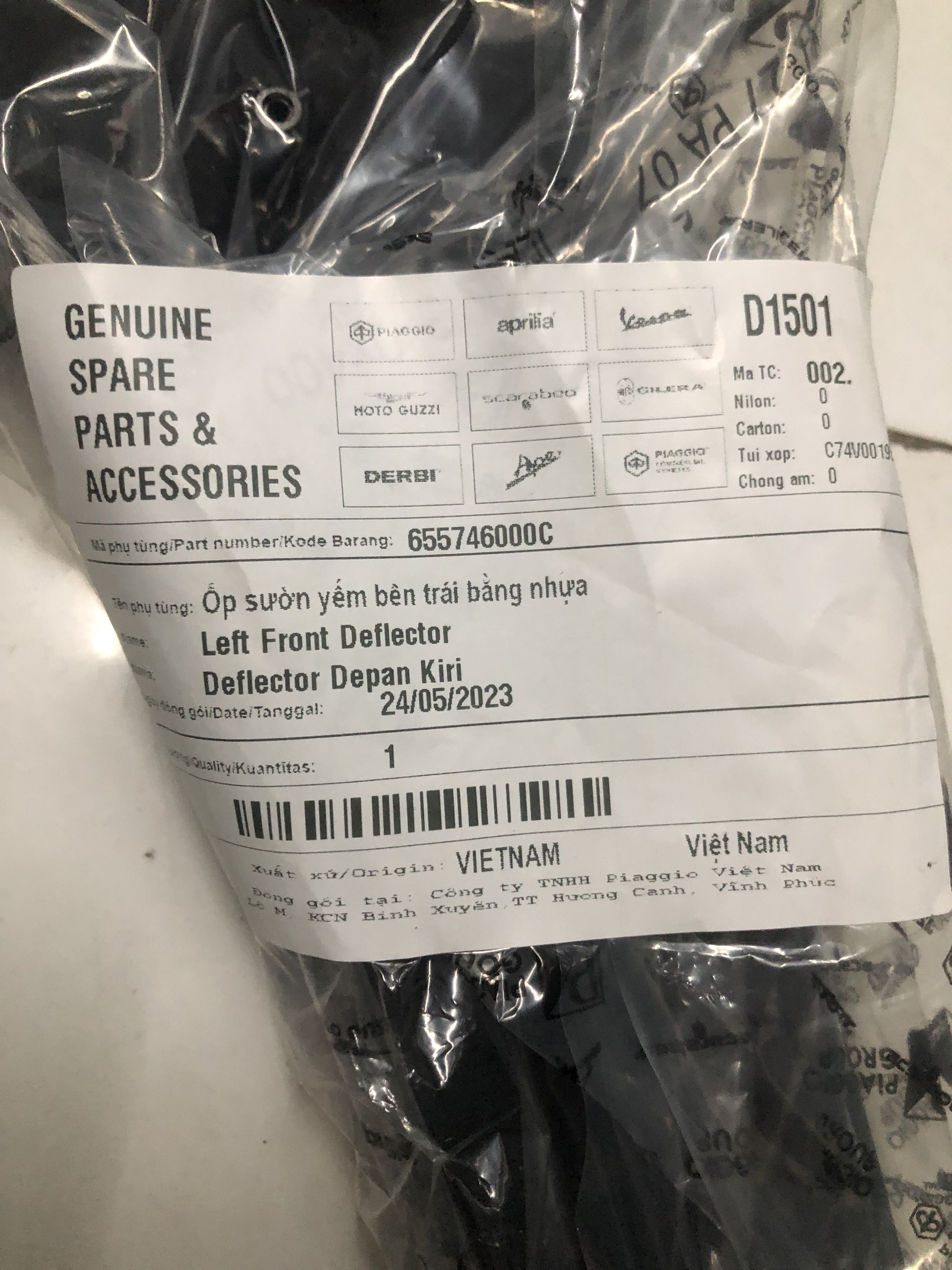Nẹp yếm trước Liberty 2V Piaggio