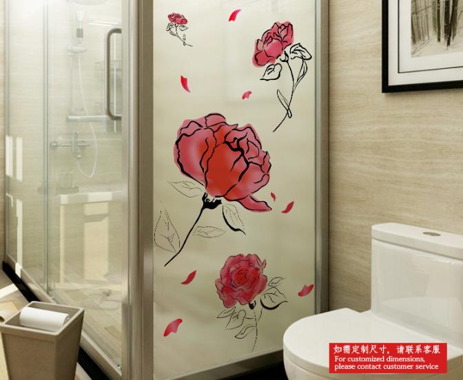 [HCM]Decal Dán Kính Cao Cấp - Hoa Hồng Đỏ Lem ( 60x116cm )-DK1002