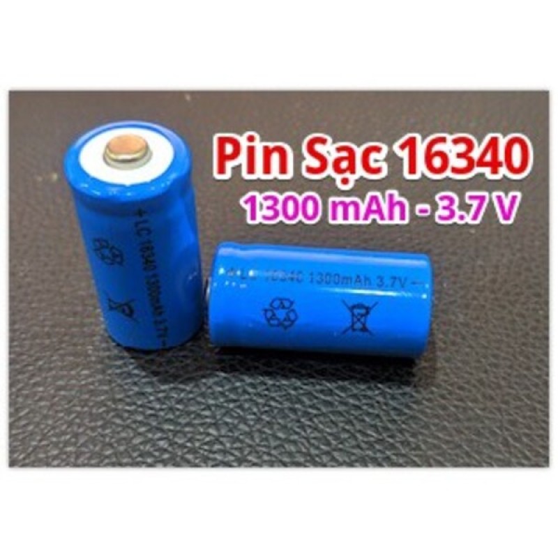 Pin sạc 16340 3.7V 1300 mAh (Pin chạy quạt, đèn, đồ chơi ...)