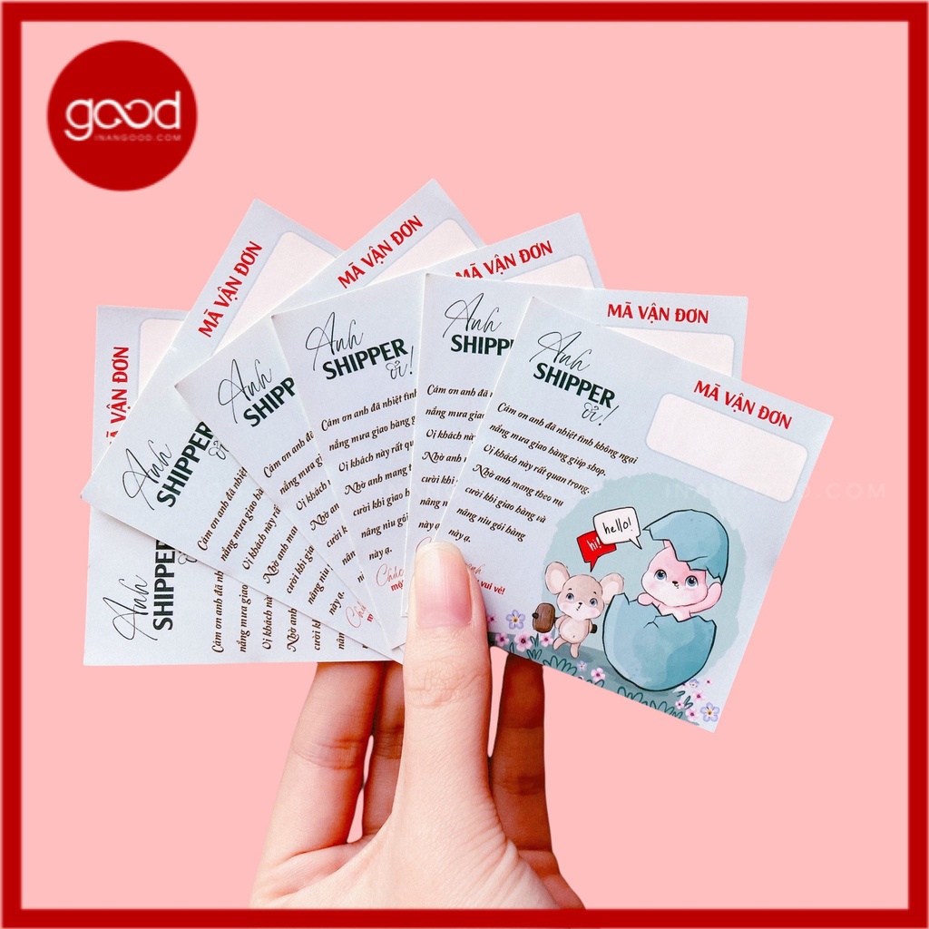 Decal Dán, Tem Nhãn Dán Cám Ơn Anh Shipper Có Ô Ghi Vận Đơn Và Keo Dính, Cán Màn Bóng, Chống Nước