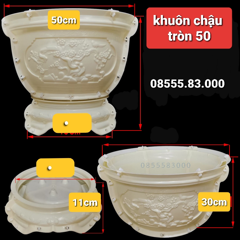 Khuôn đúc chậu cảnh tròn 50 và chân đôn . (khuôn ABS có lòng trong)