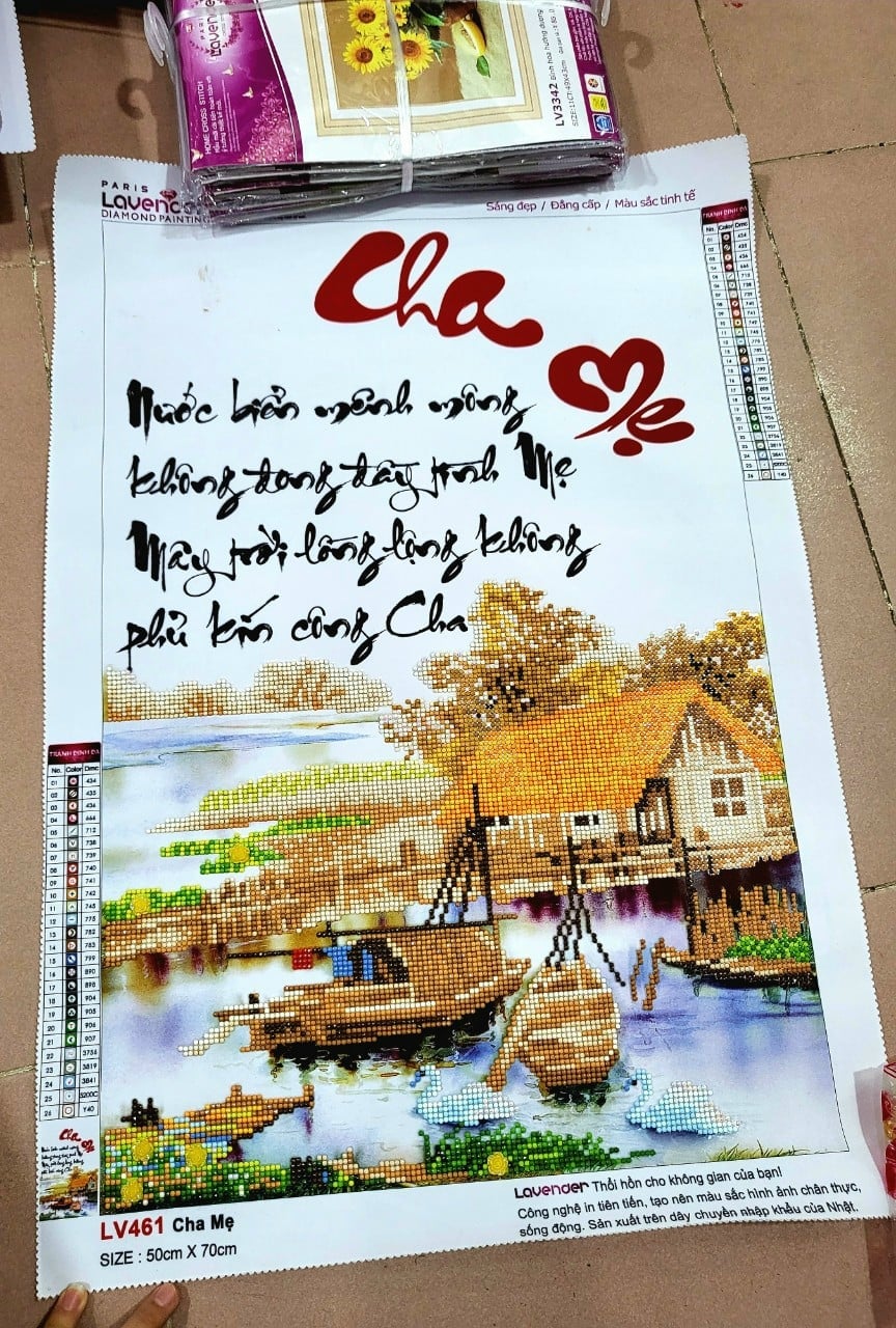 Tranh đính đá 5D Cha Mẹ LV461 (50x70cm)- chưa đính đá