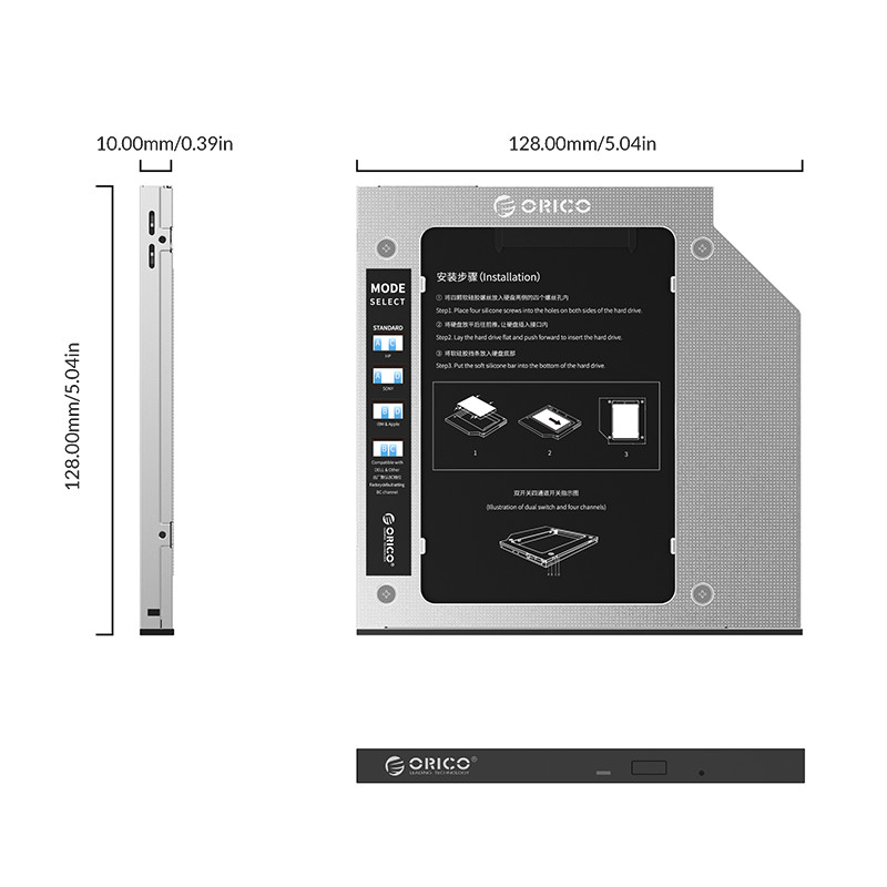 Khay đựng ổ cứng Laptop (Caddy bay) 2.5" SATA 1,2,3 ORICO M95SS - Hàng Chính Hãng
