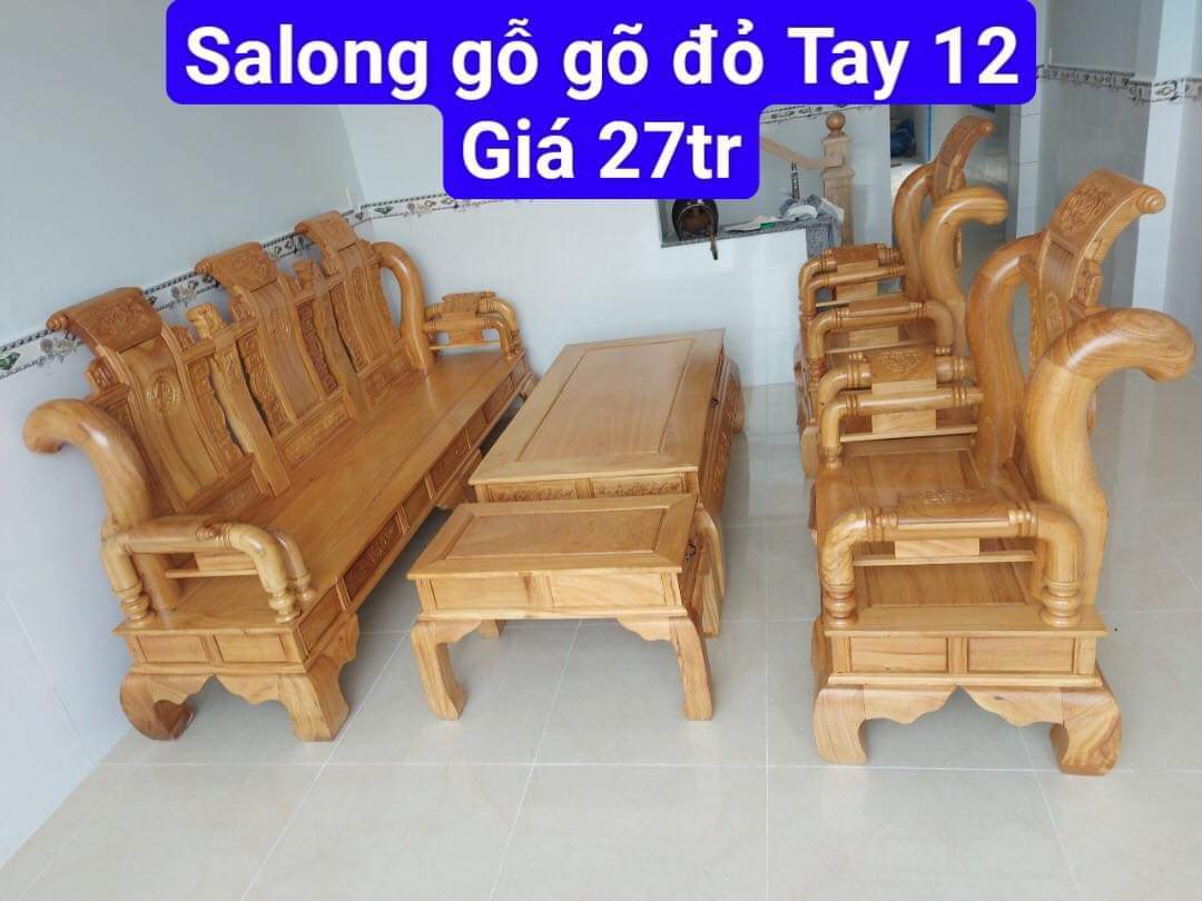 Bộ ghế salon gỗ gõ đỏ mẫu Tần Thủy Hoàng tay 12
