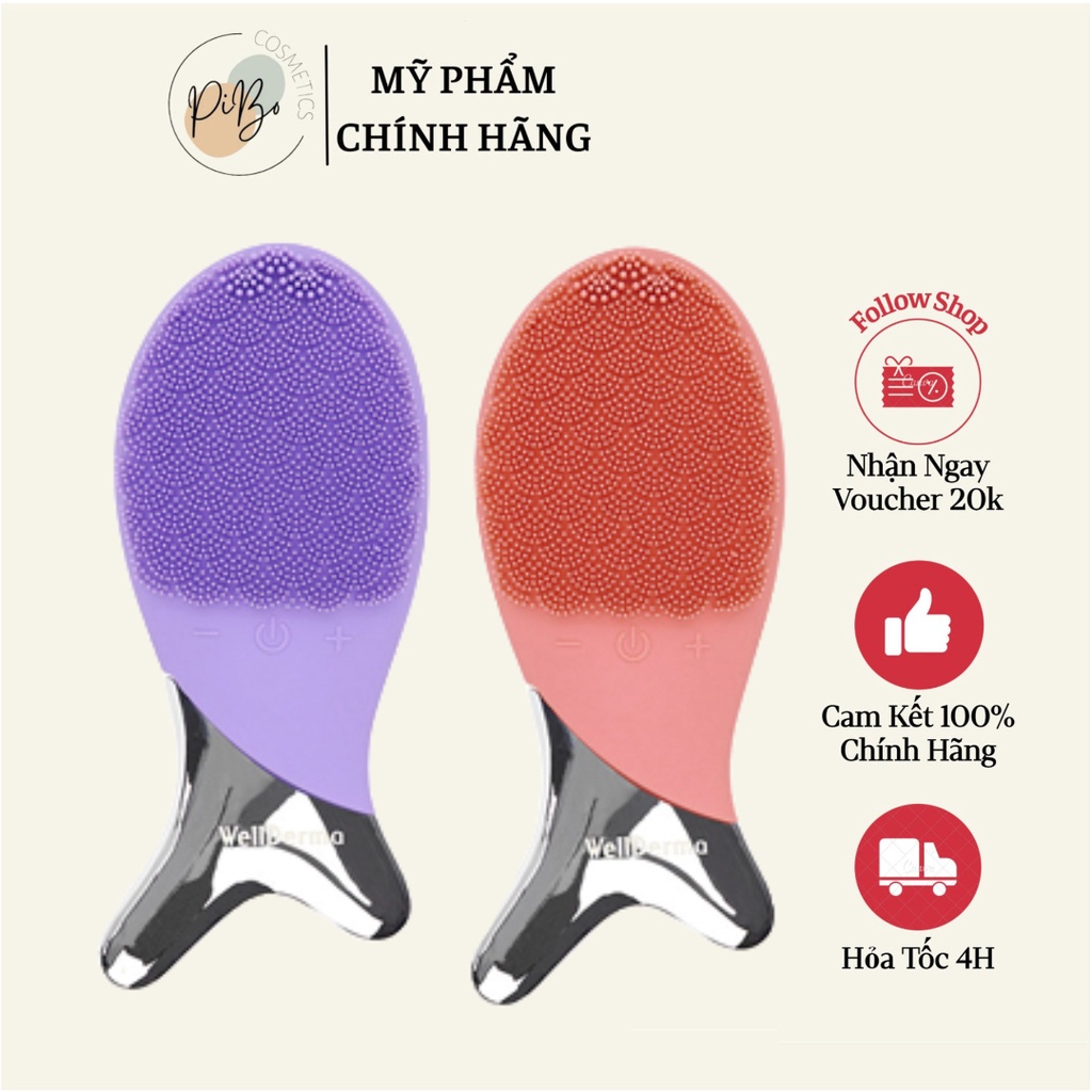 Máy rửa mặt con cá làm sạch sâu wellderma cleansing fish phiên bản 2021
