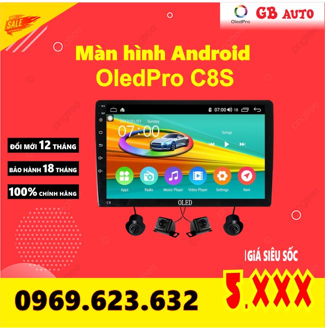 Màn hình dvd android ô tô oled c8s new tích hợp camera 360 9 inch ram 3-32 chip 8 nhân , bảo hành 12 tháng