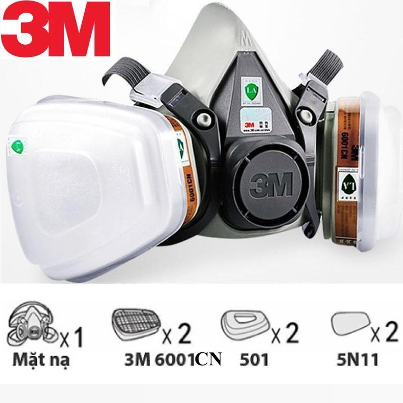 Bộ mặt nạ phòng chống khí độc, khói đám cháy phin lọc 6001CN Trung Quốc thoát hiểm đám cháy, chống bụi siêu mịn PM2.5, Virus, phun thuốc trừ sâu, lọc mùi hoá chất độc hại