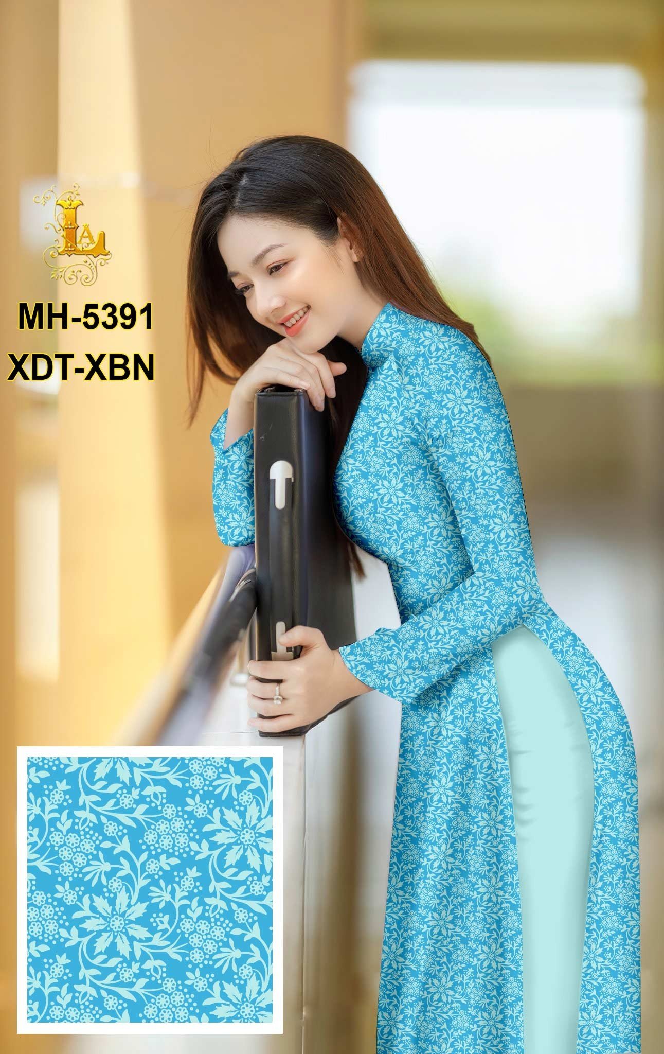 Vải áo dài hoa văn đều áo hiện đại