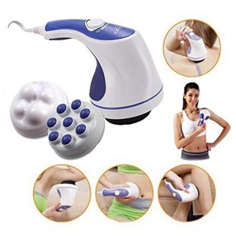 May massa cam tay - Đánh tan mỡ bụng, Máy Massage cầm tay Relax & Tone Đa chức năng dùng điện có thế sạc 30w có thể mang du lịch bảo hành 3 tháng màu trắng xanh