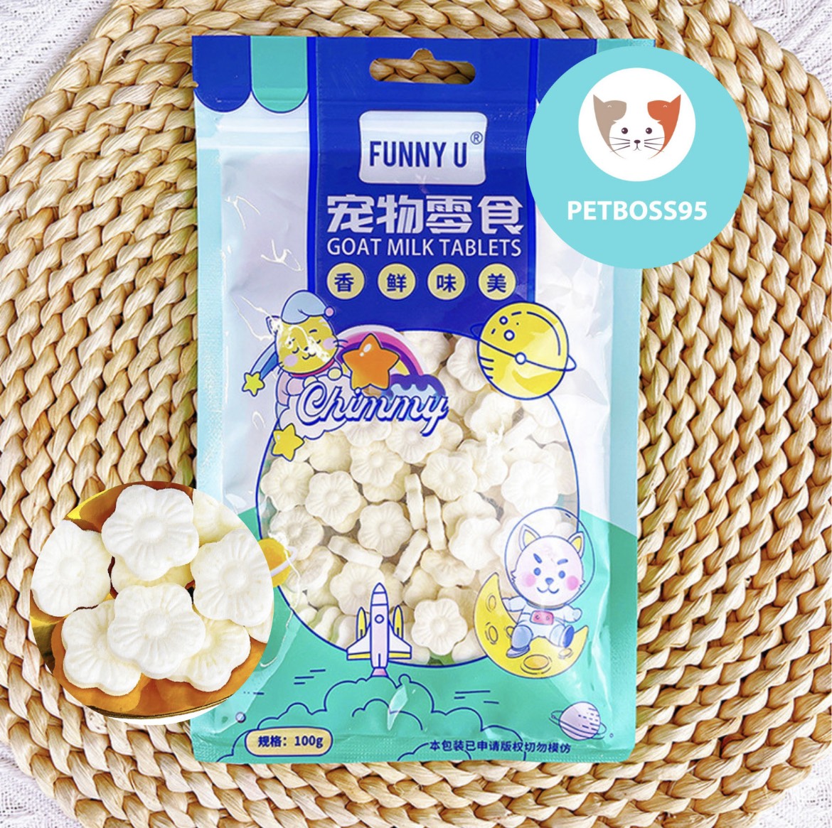 KẸO SỮA DÊ CANXI CHO CHÓ TỪ 3 THÁNG TUỔI GÓI 100GR, SNACK ĂN CHO CHÓ MỖI NGÀY