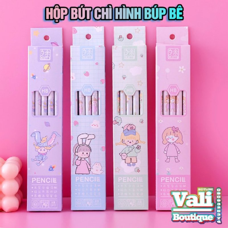 Mua Hộp 10 cây bút chì HB hình Búp bê dễ thương - nhiều mẫu - giao ngẫu nhiên - tặng 1 đồ chuốt bút chì mẫu ngẫu nhiên