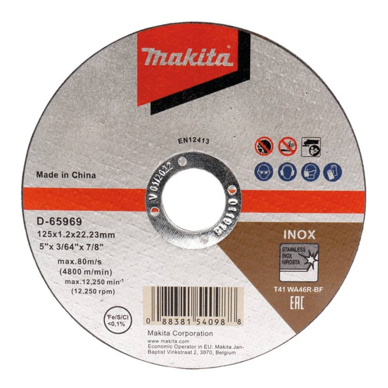 Đá cắt inox mỏng 125mm x 1.2 x 22.23 makita d-65969 - chính hãng