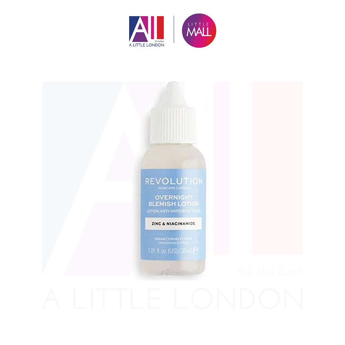 Chấm mụn BHA Revolution Skincare Overnight Blemish Lotion Zinc & Niacinamide 30ml (Bill Anh)